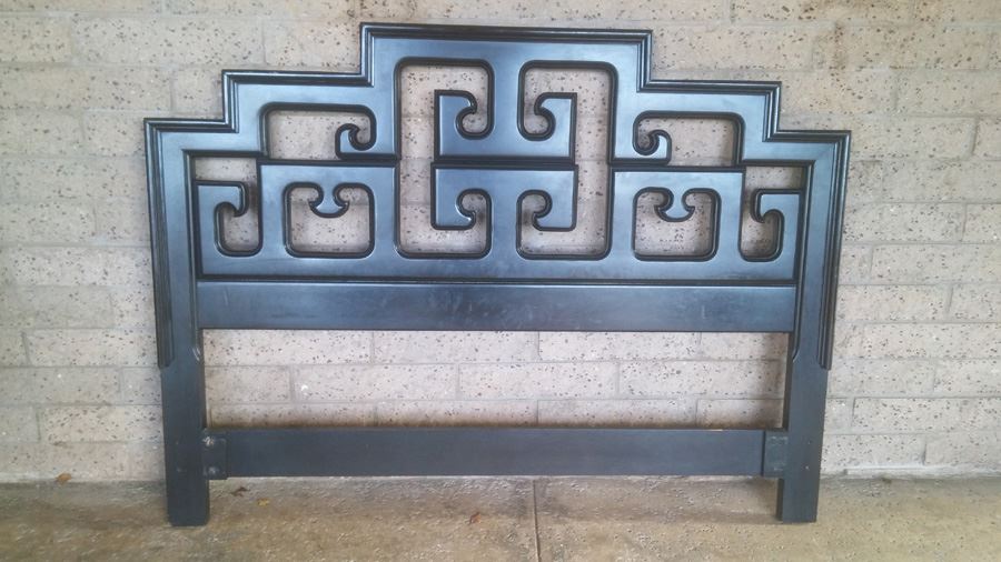 Asian Style Black Twin Headboard 