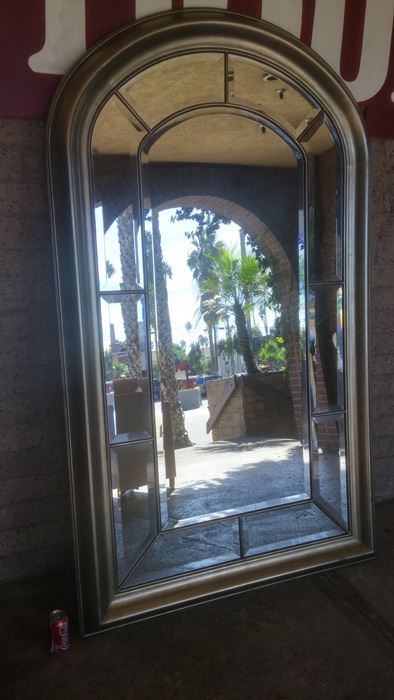 Large Full Length Arched Beveled Glass Mirror