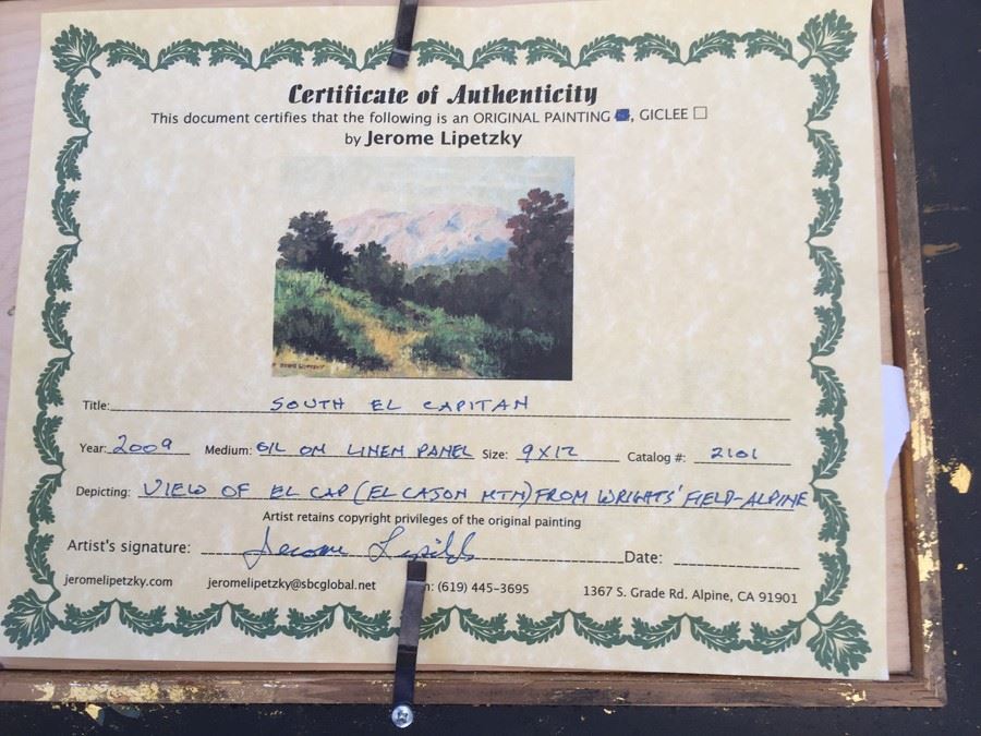 Oil On Linen Titled 'South El Capitan' By Jerome Lipetzky [Photo 8]