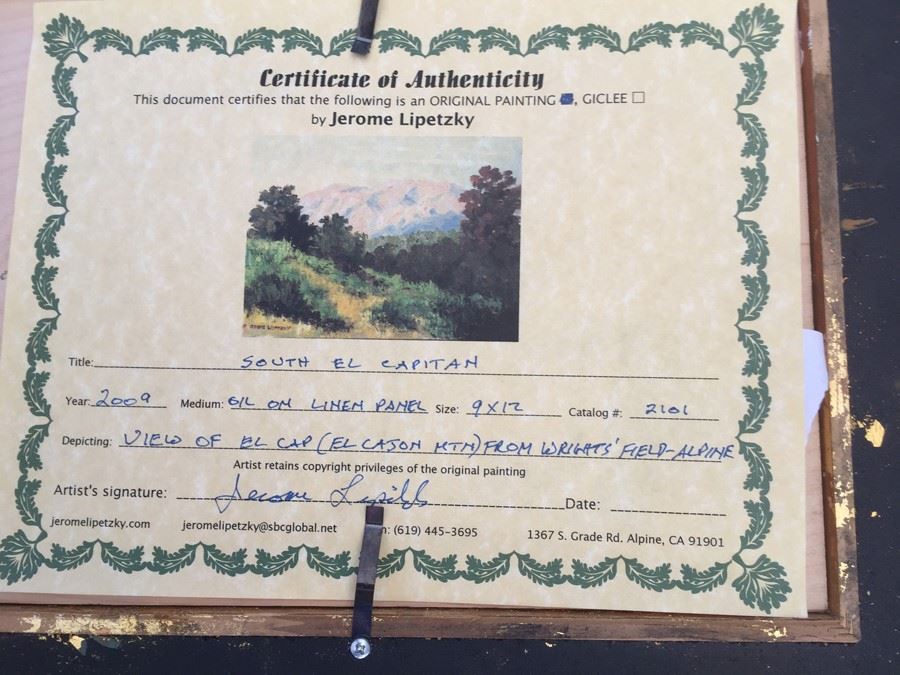 Oil On Linen Titled 'South El Capitan' By Jerome Lipetzky [Photo 9]