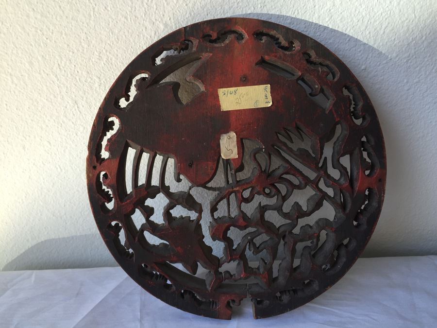 Antique Round Asian Wood Carving [Photo 10]