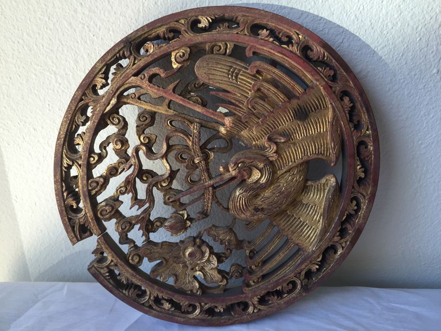 Antique Round Asian Wood Carving [Photo 4]