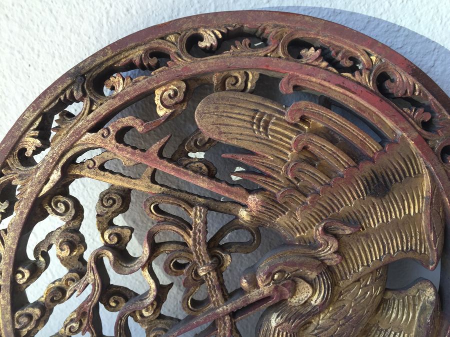 Antique Round Asian Wood Carving [Photo 5]