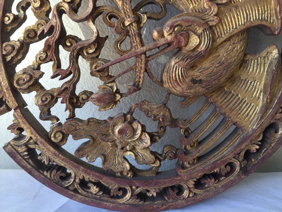 Antique Round Asian Wood Carving [Photo 2]