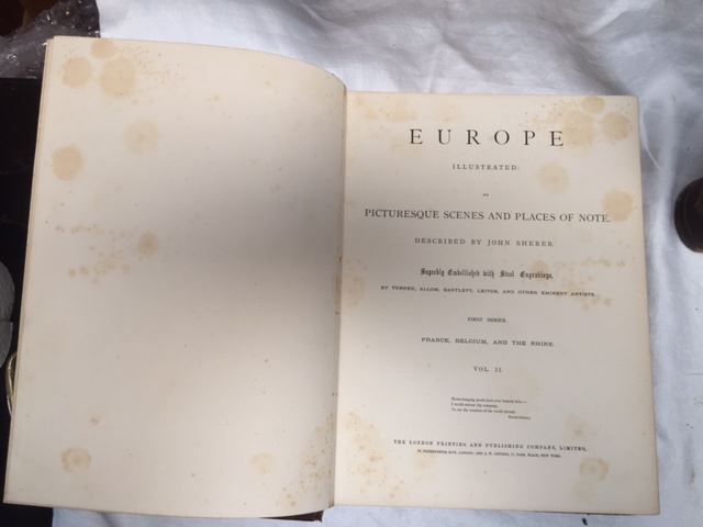 Large Pair Of Leather Bound Antique Books - Europe Illustrated - Its Picturesque Scenes & Places of Note - John Sherer First Series Volumes I & II [Photo 4]