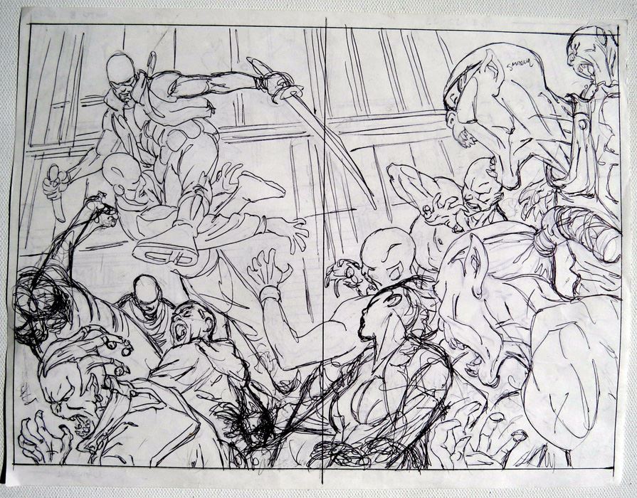 Jeff Johnson Blade Double Page/Double Sided Splash Original Comic Book Artwork [Photo 3]