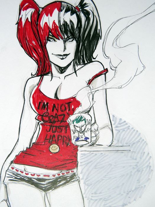 John Timms Harley Quinn 11X17 Painted Sketch [Photo 2]