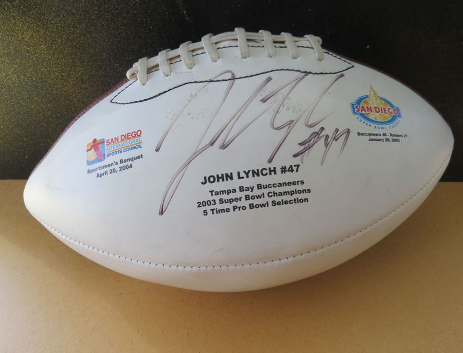 John Lynch Autographed TB Buccaneers Logo Football w/SB Champs