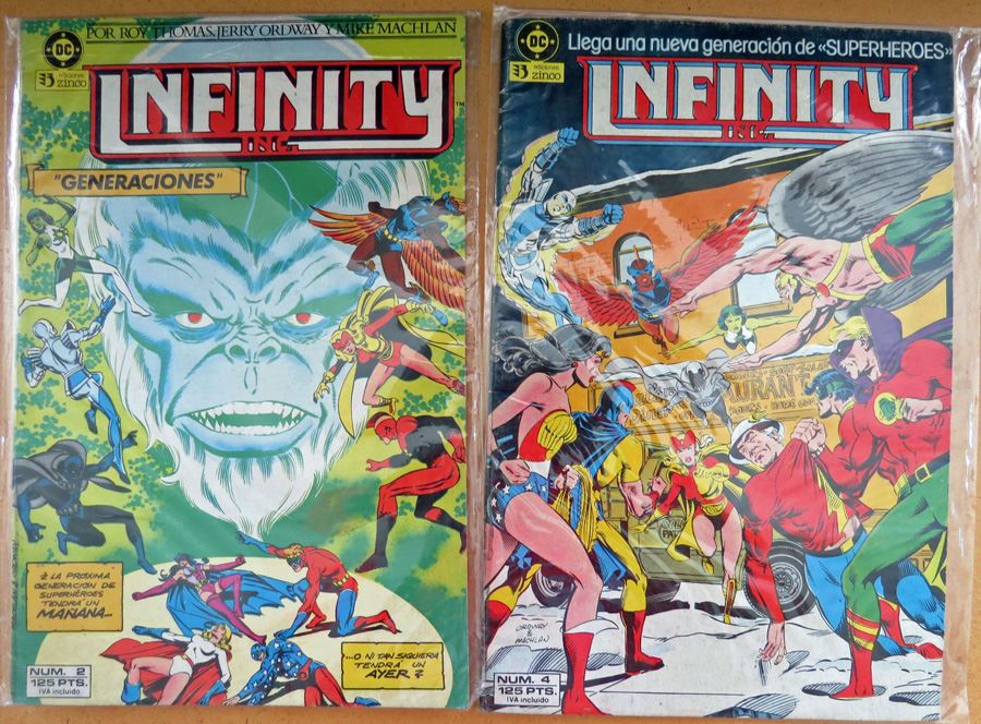Spanish 1988 Infinity Inc #2 + #4 Comic (With Watchman Advertisement)