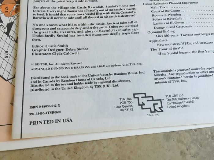 Ravenloft, I6 (Advanced Dungeons & Dragons Official Game Adventure #9075) 1983 TSR [Photo 6]