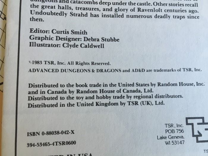 Ravenloft, I6 (Advanced Dungeons & Dragons Official Game Adventure #9075) 1983 TSR [Photo 8]