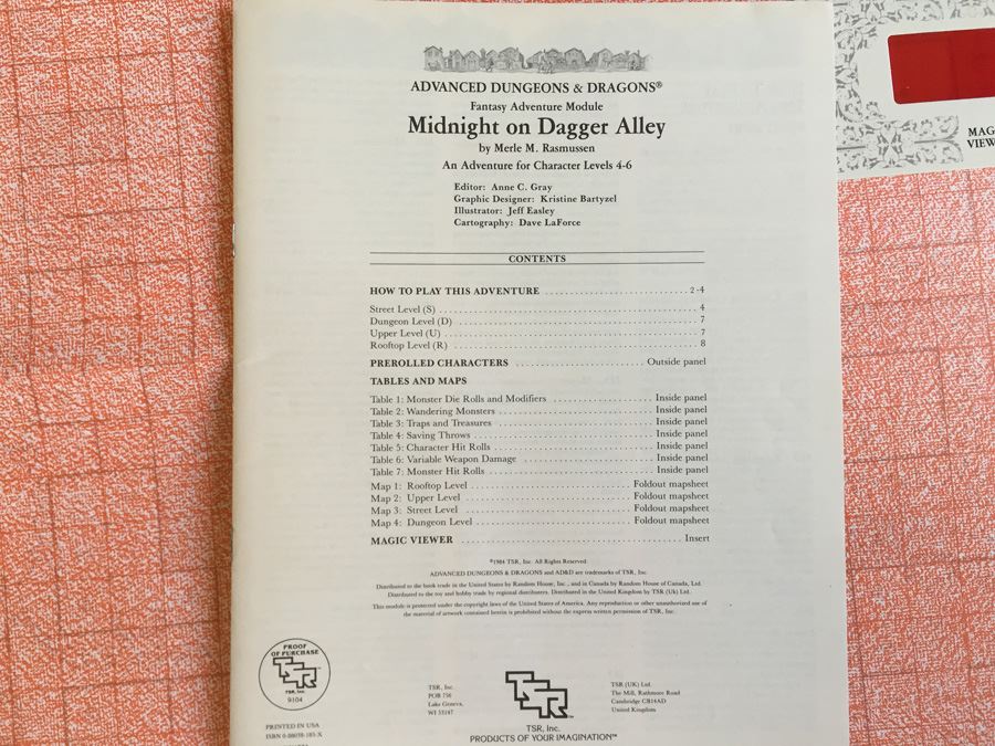 Midnight on Dagger Alley (Advanced Dungeons and Dragons Module MV1)  1984 TSR [Photo 16]