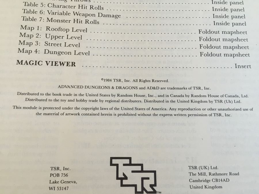Midnight on Dagger Alley (Advanced Dungeons and Dragons Module MV1)  1984 TSR [Photo 15]