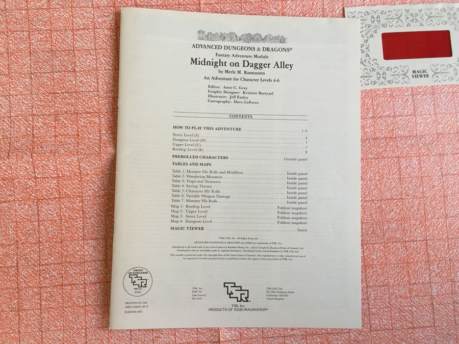 Midnight on Dagger Alley (Advanced Dungeons and Dragons Module MV1)  1984 TSR [Photo 13]