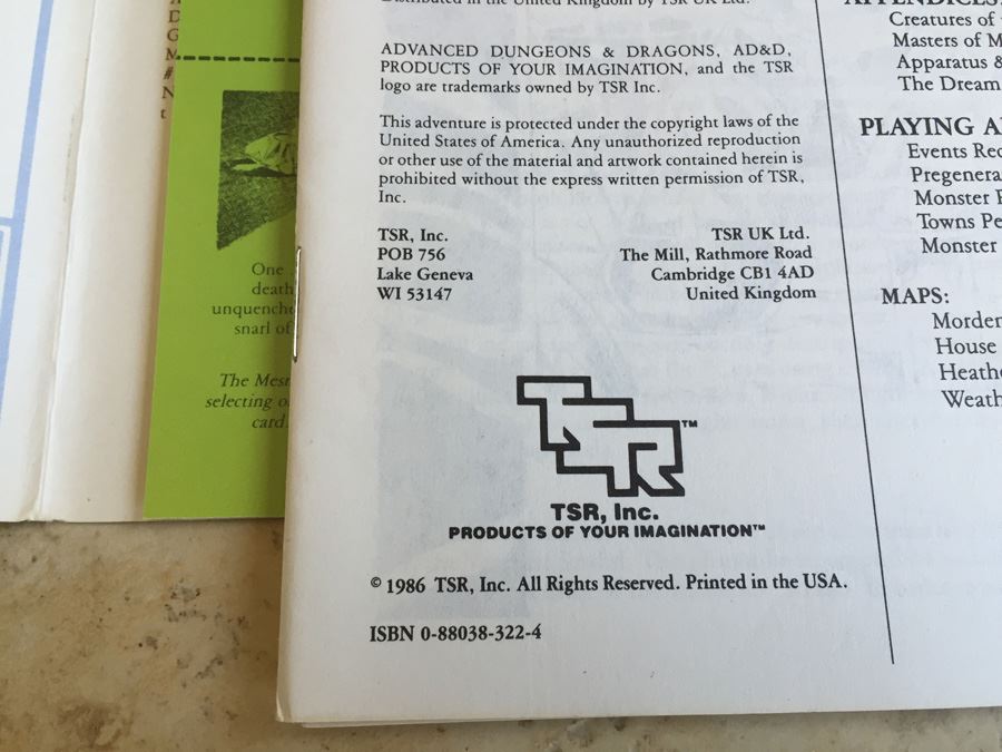 Ravenloft II: The House on Gryphon Hill : Module I10 (Advanced Dungeons and Dragons) TSR 1986 [Photo 9]