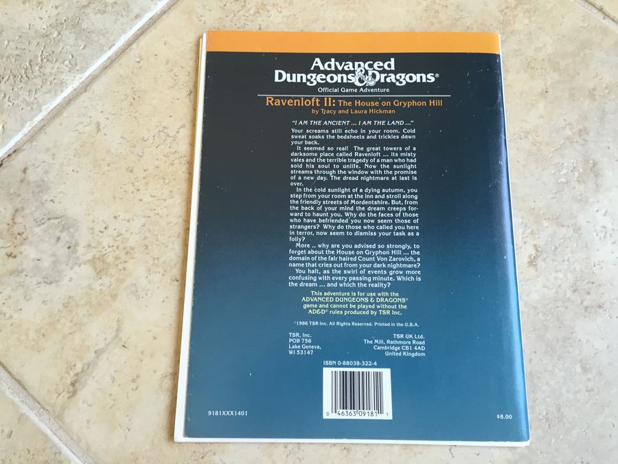 Ravenloft II: The House on Gryphon Hill : Module I10 (Advanced Dungeons and Dragons) TSR 1986 [Photo 13]