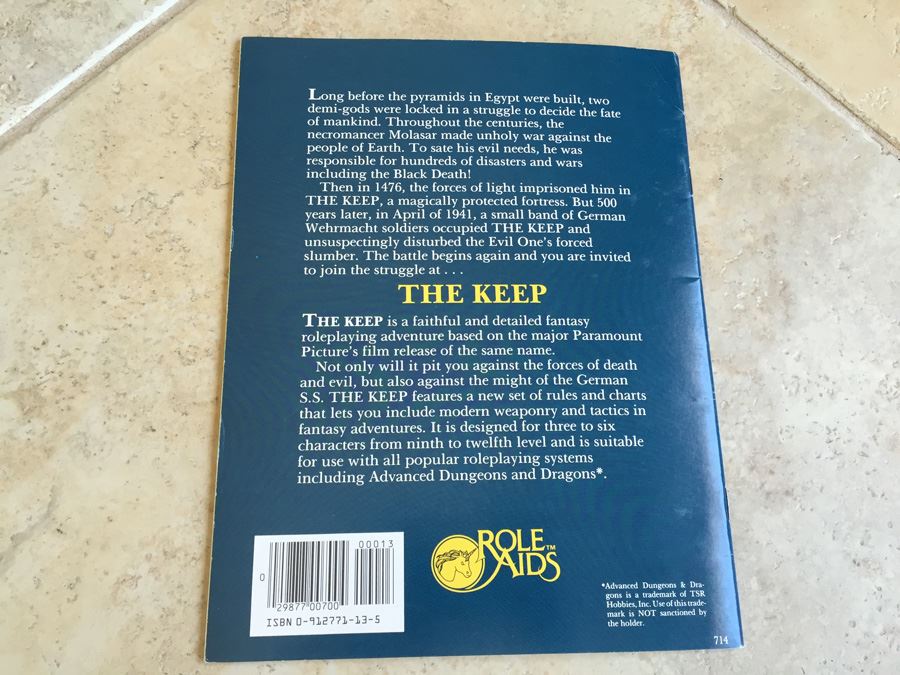 The Keep (Role Aids/Advanced Dungeons and Dragons) 1983 [Photo 5]