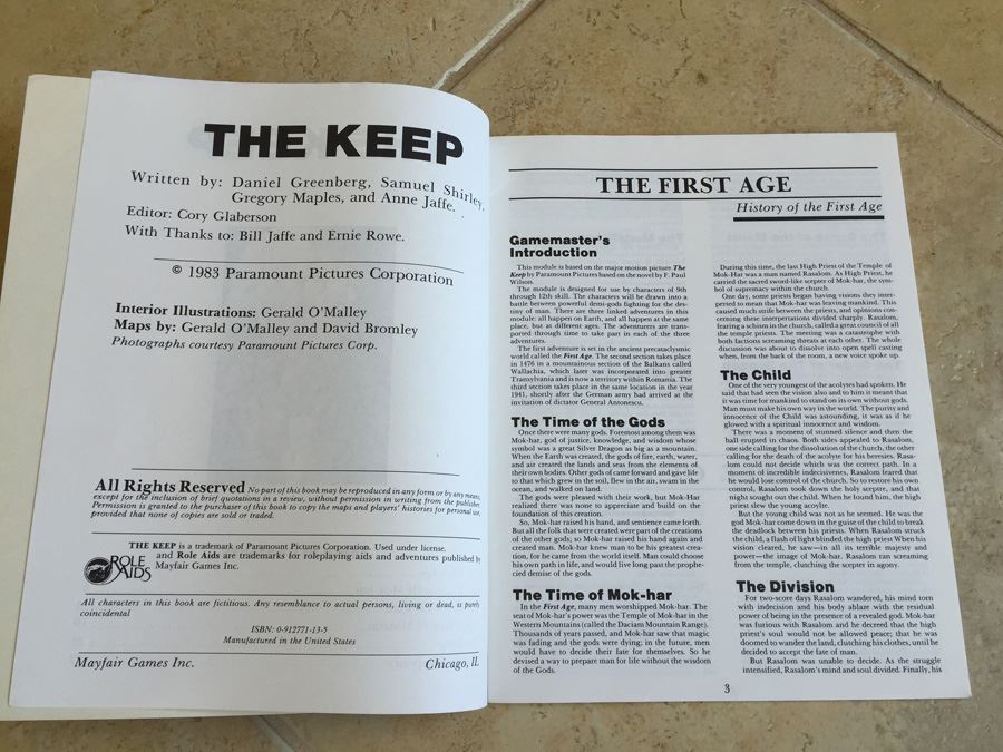 The Keep (Role Aids/Advanced Dungeons and Dragons) 1983 [Photo 3]