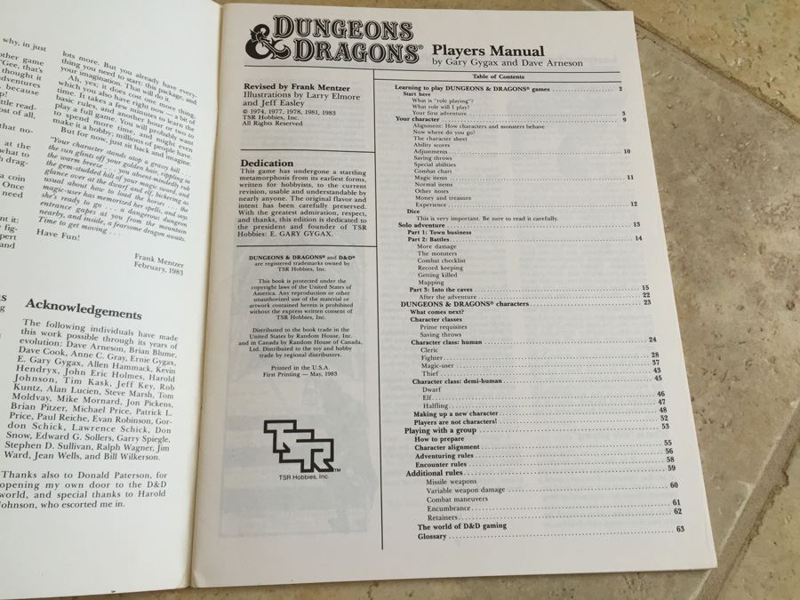 Dungeons & Dragons Players Manual TSR 1983 [Photo 6]
