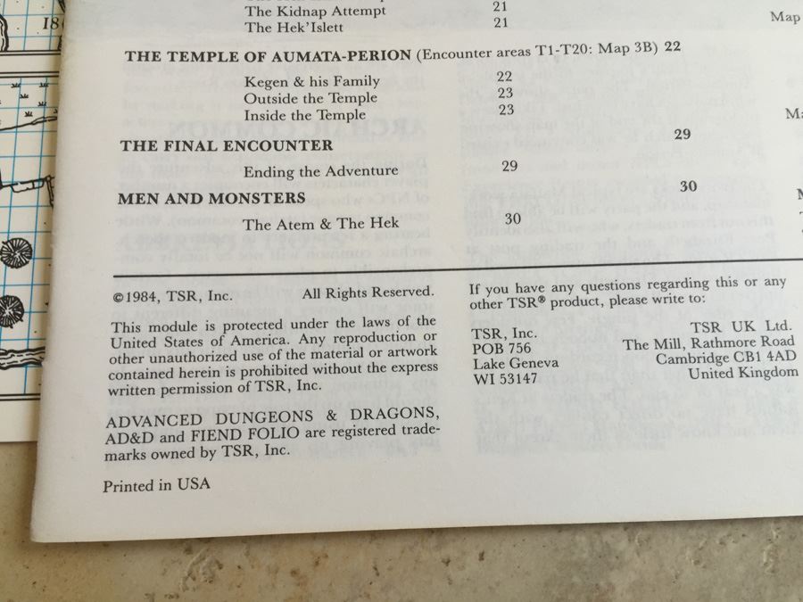 All That Glitters (Advanced Dungeons & Dragons Module UK6) TSR 1984 [Photo 8]