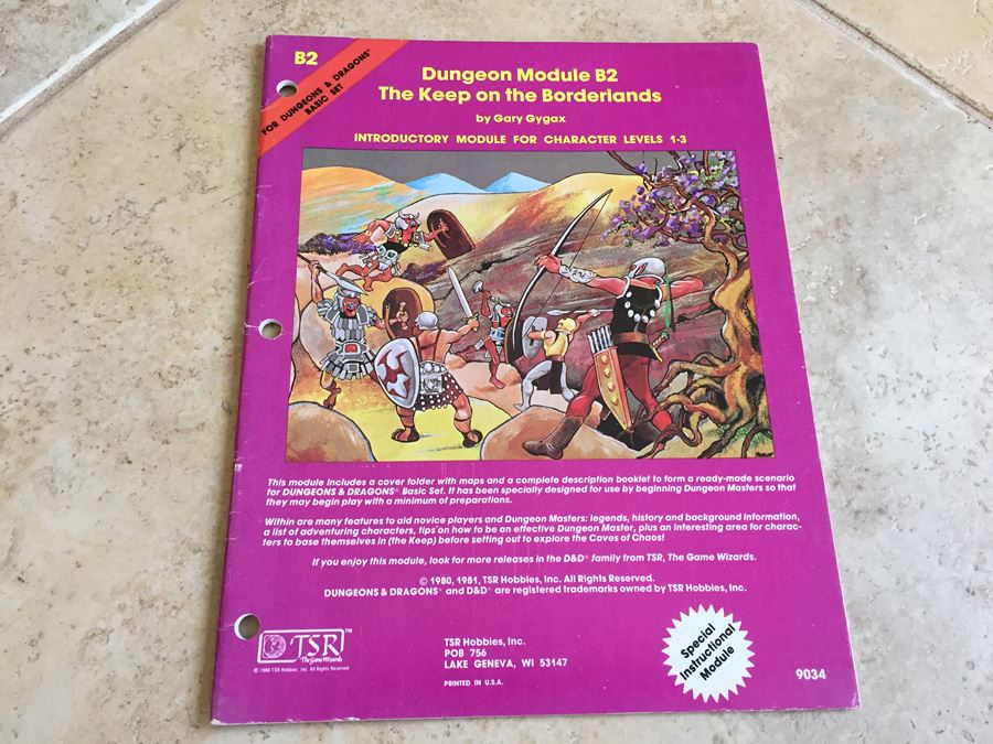 Keep on the Borderlands Dungeon Module B2: Dungeons & Dragons Introductory Module for Character Levels 1-3 TSR 1980