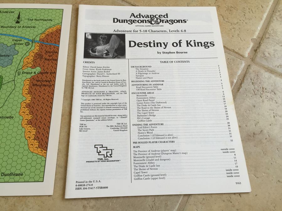 Destiny of Kings (Advanced Dungeons & Dragons Adventure, No. N3) TSR 1986 [Photo 8]