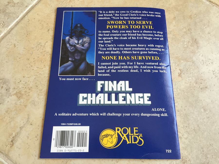 Advanced Dungeons & Dragons Final Challenge Solitaire Module Role Aids 722 Ad&d Mayfair Games 1984 [Photo 7]