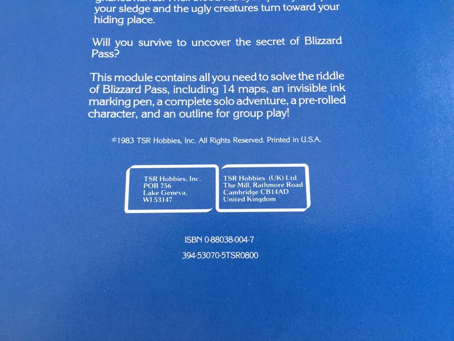Blizzard Pass (Dungeons & Dragons Module M1) TSR 1983 [Photo 11]