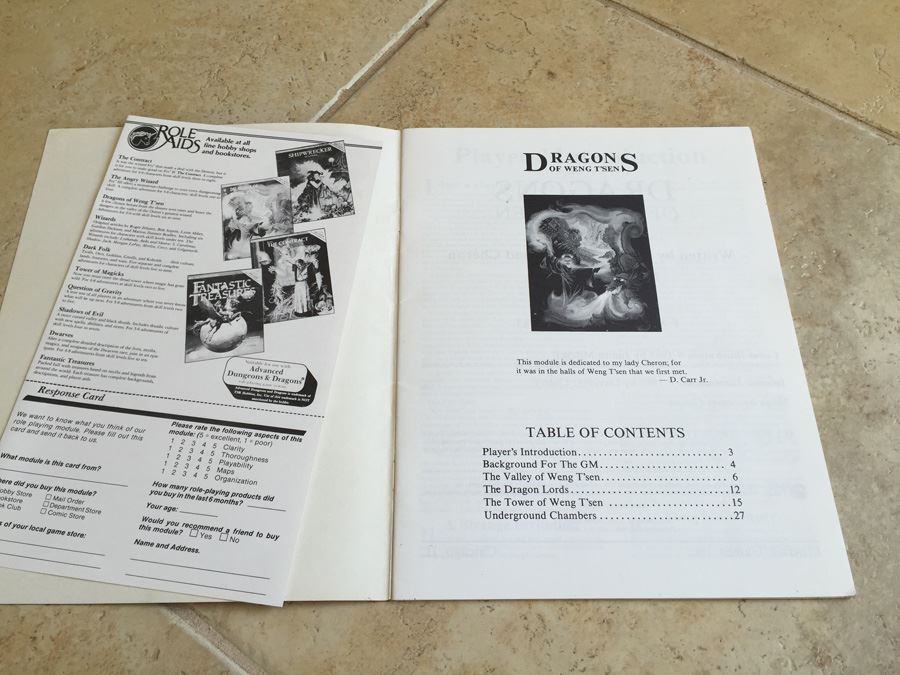 Dragons of Weng T'sen (D&D/Role Aids) Mayfair Games 1983 [Photo 3]