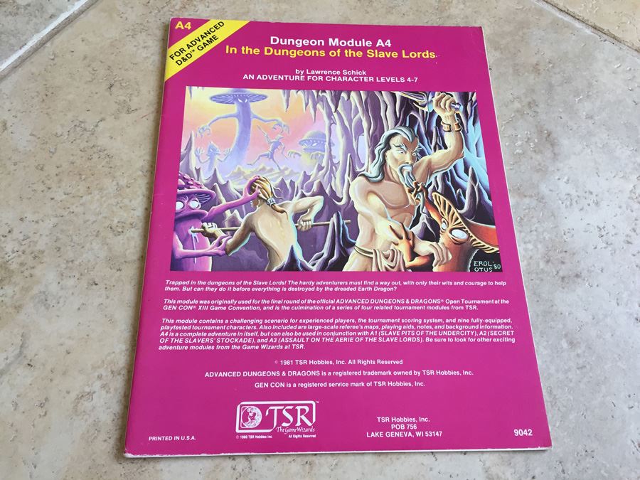 Advanced Dungeons and Dragons: Dungeon Module A4, In the Dungeons of the Slave Lords TSR 1981