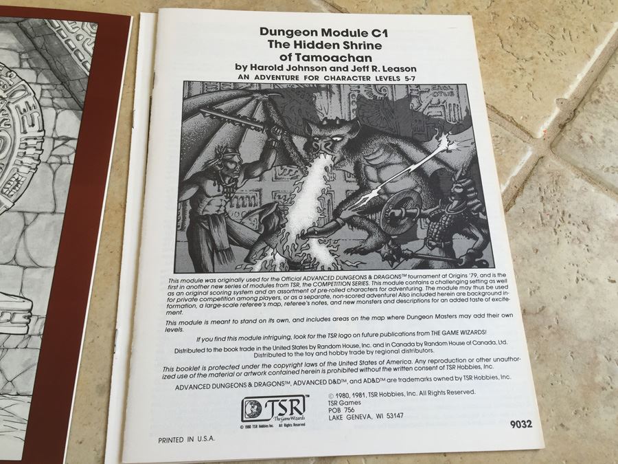 The Hidden Shrine of Tamoachan : Advanced Dungeons & Dragons Module C1 : 9032 TSR 1980 [Photo 8]