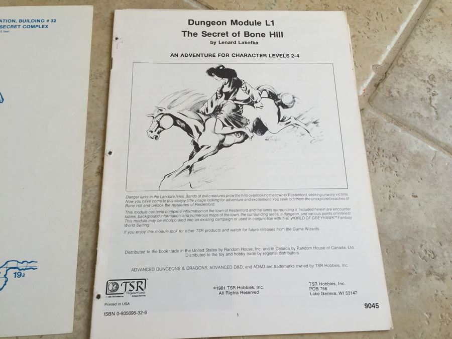 The Secret of Bone Hill (Advanced Dungeons & Dragons Module L1) TSR L1 [Photo 7]