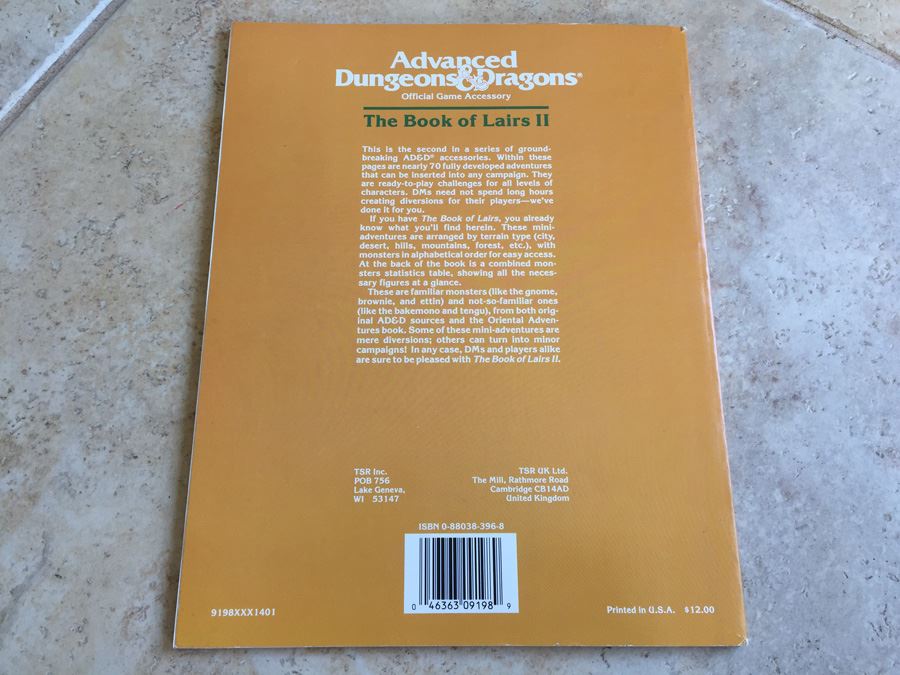 The Book of Lairs II (Advanced Dungeons & Dragons Official Game Accessory, REF4, No. 9198) TSR 1987 [Photo 8]