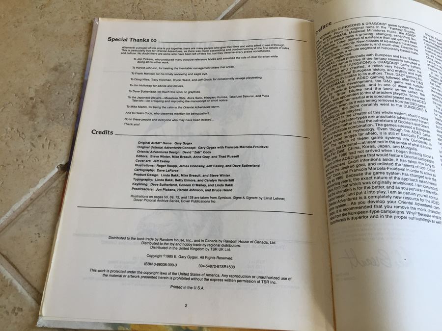 Oriental Adventures: The Rulebook for AD&D Game Adventures in the Mystical World of the Orient TSR 1985 [Photo 3]