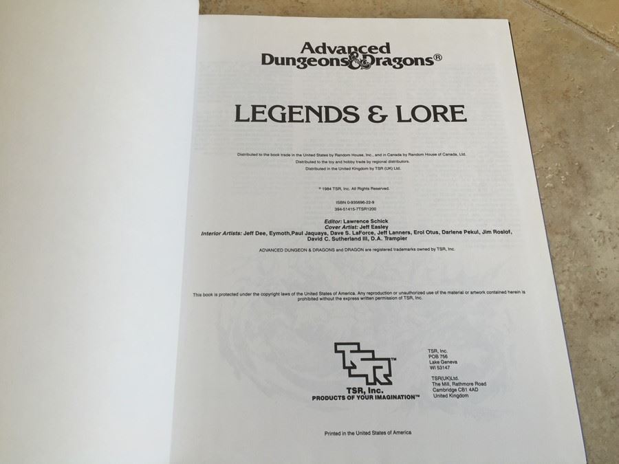 Advanced Dungeons and Dragons: Legends and Lore TSR 1984 [Photo 3]