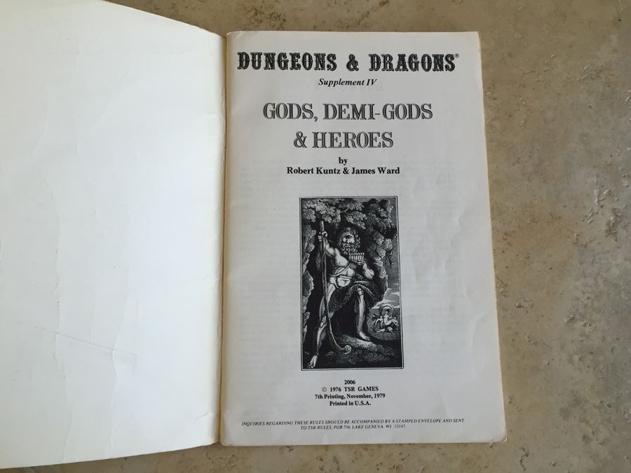Gods, Demi-Gods, & Heroes (Dungeons & Dragons, Supplement IV) TSR 1976 [Photo 2]