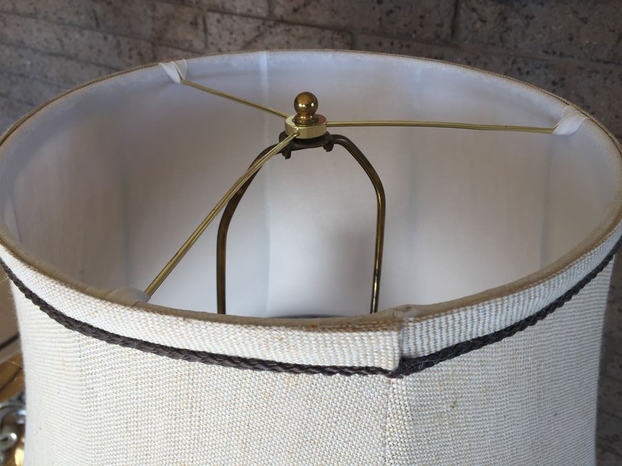 Pair Of Large Gilded Lamps (Light Internally As Well) [Photo 8]