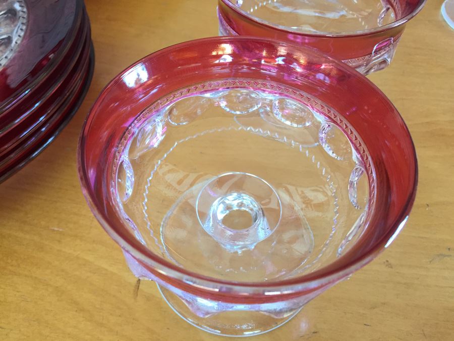 King's Crown-Cranberry Flashed (Top Only) Stemware And Plates [Photo 10]