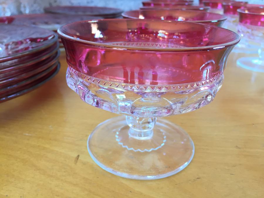 King's Crown-Cranberry Flashed (Top Only) Stemware And Plates [Photo 11]