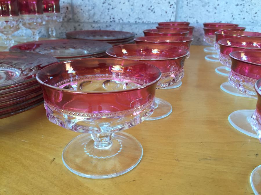 King's Crown-Cranberry Flashed (Top Only) Stemware And Plates [Photo 8]