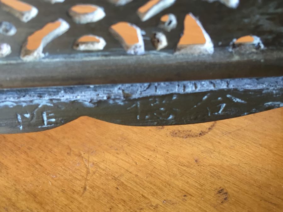 Pair Of Circular Porcelain Hand Painted Panels Framed In Brass (Brass Is Signed) [Photo 15]