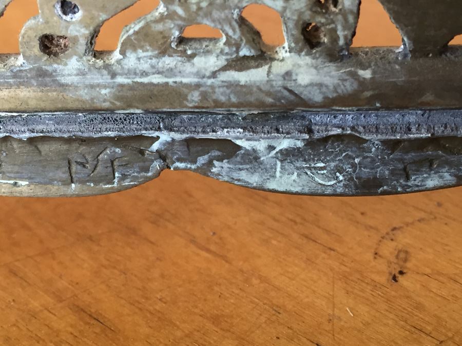 Pair Of Circular Porcelain Hand Painted Panels Framed In Brass (Brass Is Signed) [Photo 14]