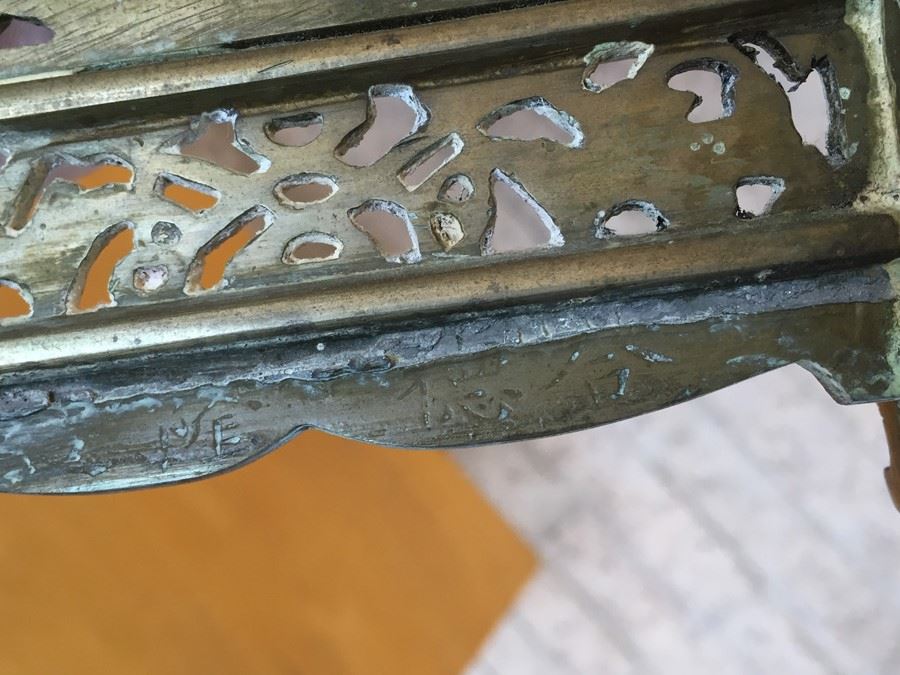 Pair Of Circular Porcelain Hand Painted Panels Framed In Brass (Brass Is Signed) [Photo 16]