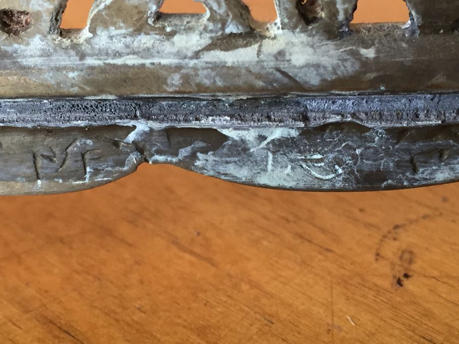 Pair Of Circular Porcelain Hand Painted Panels Framed In Brass (Brass Is Signed) [Photo 13]