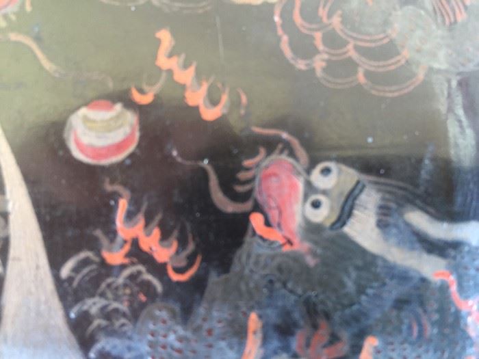 Chinese Diong Hing Foo Chow Black Lacquer Box With Dragons / Serpents [Photo 8]