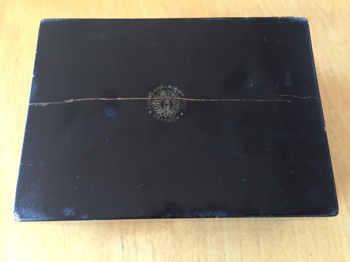 Chinese Diong Hing Foo Chow Black Lacquer Box With Dragons / Serpents [Photo 18]