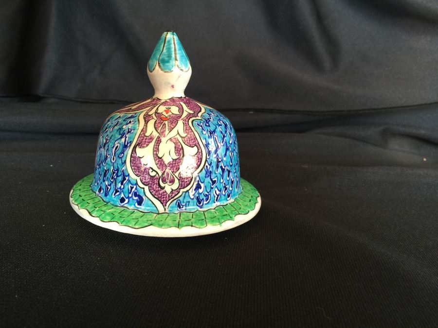 ORNATELY PAINTED CERAMIC LIDDED VESSEL FROM TURKEY-SIGNED [Photo 5]