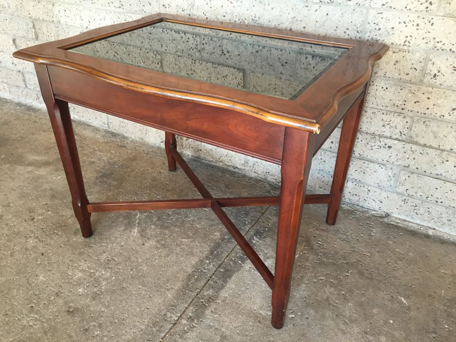 Drexel Shadow Box Display End Table Curio Table