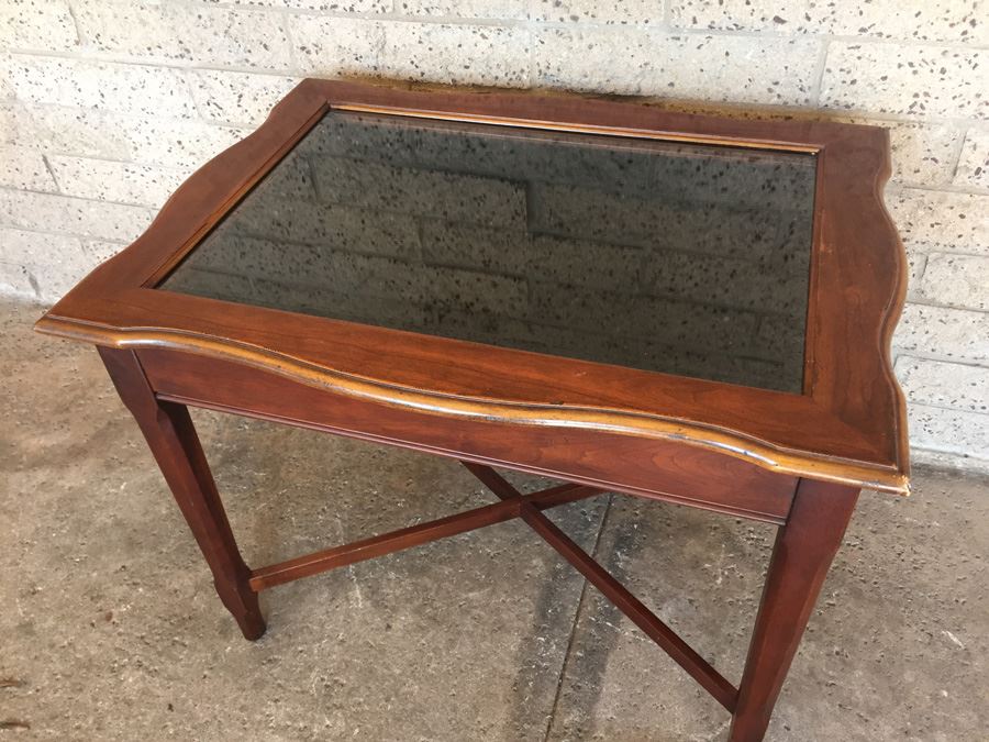 Drexel Shadow Box Display End Table Curio Table