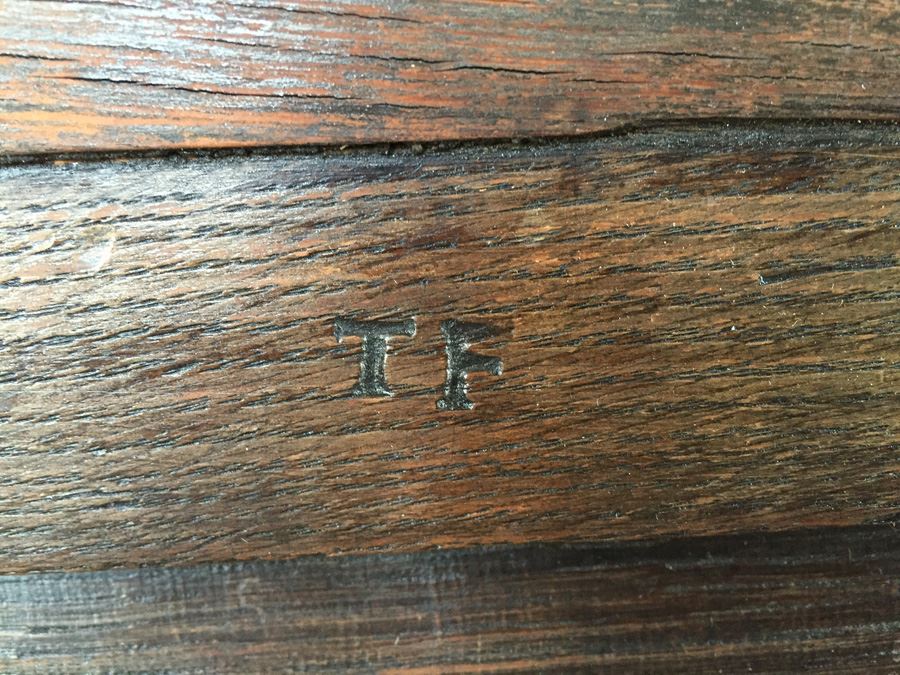 Antique Carved Wood Chair With Turned Legs Signed TF [Photo 15]